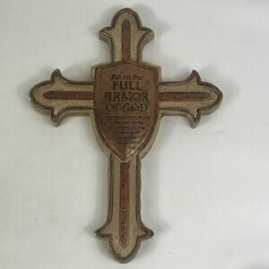 A&B Home Wall Cross Full Armor Of God Ephesians 6:13 11 Inch Plaque Decor Bible